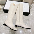 GG CLASSIC KNEE HIGH BOOTS IN WHITE IMPORTED CALFSKIN