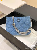 Chanel Heart Flower Patterns Casual Style Denim Blue Bag