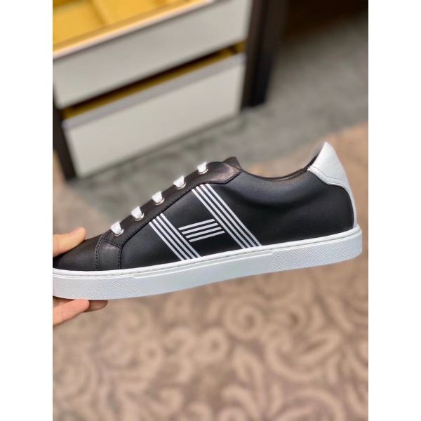 HERM Men's Avantage Sneakers In Black Calfskin