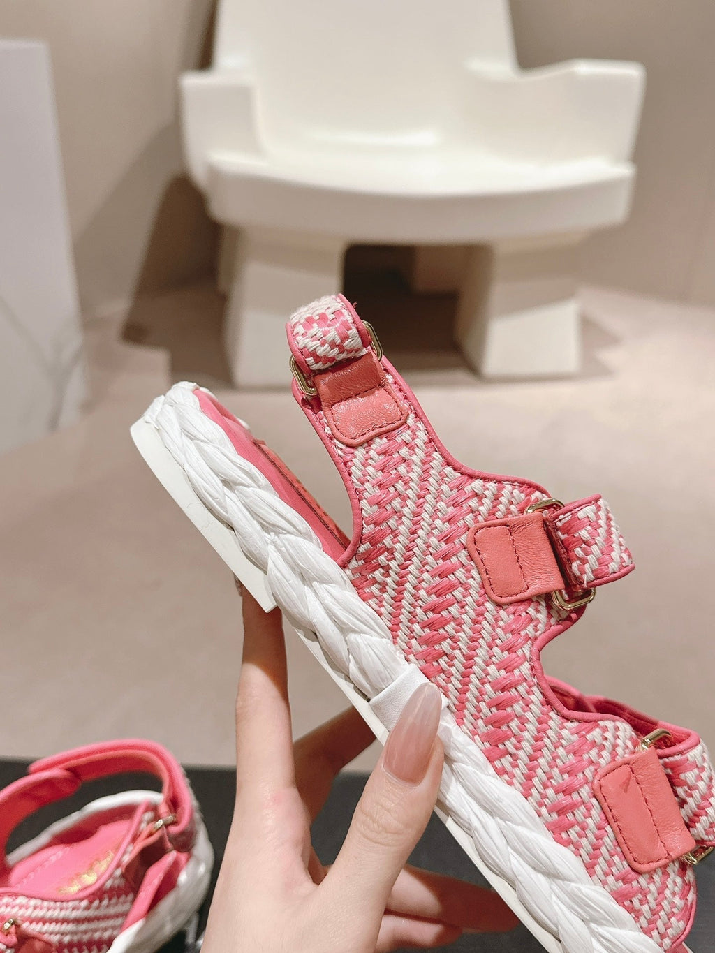 CC DAD SANDALS IN BLUSH PINK CALFSKIN