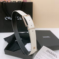 BELT 30MM IN BLACK AND WHITE CALFSKIN WITH INTERWOVEN GOLD CHAIN BUCKLE